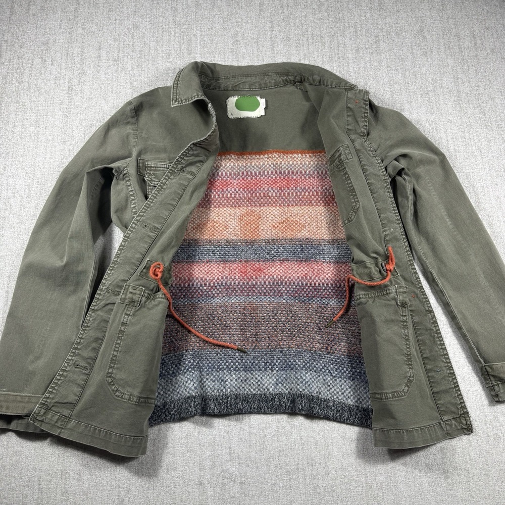 Anthropologie Arly Sweater Back Anorak Jacket Womens Small Green Multic Pocket